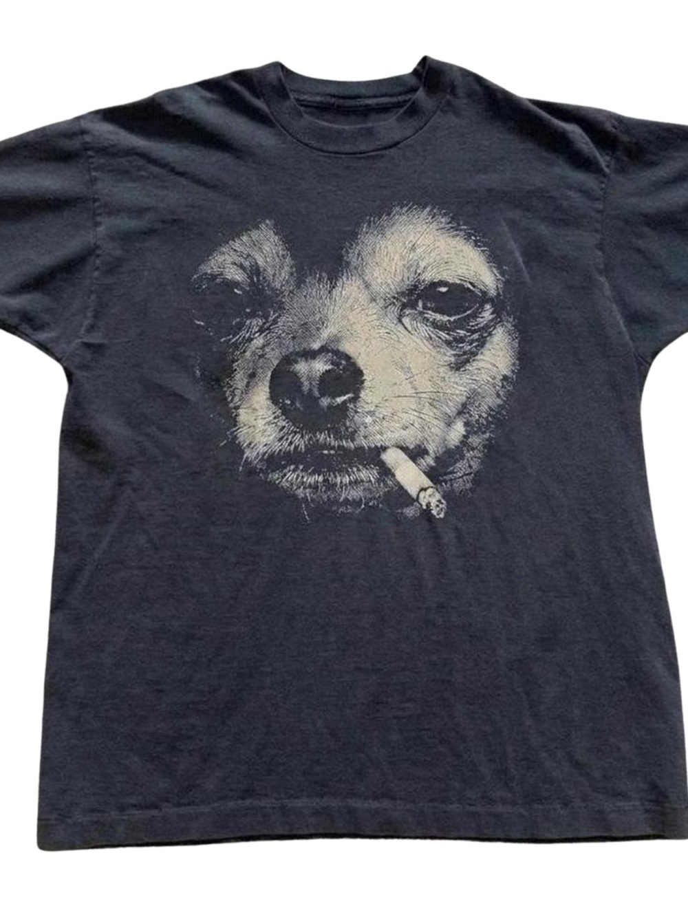 Gildan Black Short Sleeve Tee with Beige Dog Face Graphic